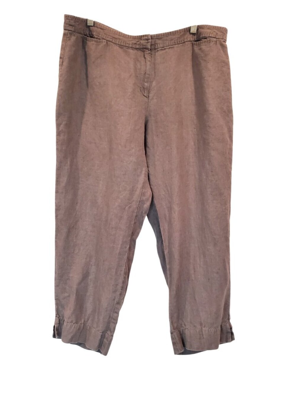 EILEEN FISHER Linen Pants 100% Irish Linen Cropped Pants – Brown – Size L